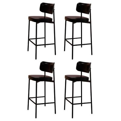 Banqueta Alta Bar Estofada Kit 4 Ella M25 Sintético Preto - Mpozenato