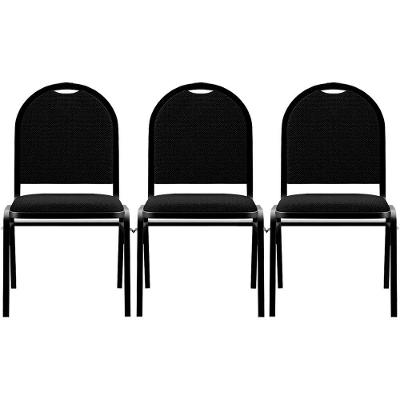 Kit 3 Cadeiras Hoteleiras Auditório Empilhável Linho M23 Preto - Mpozenato