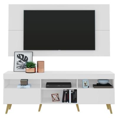 Rack Com Painel Tv 65" Retrô Flórida Multimóveis V3133 Branco/Natural Branco/Natural