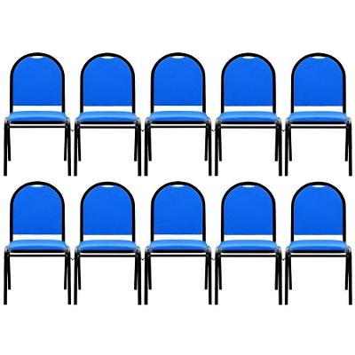 Kit 10 Cadeiras Hoteleiras Auditório Empilhável Sintético M23 Azul - Mpozenato