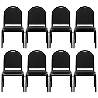 Kit 8 Cadeiras Hoteleiras Auditório Empilhável Sintético M23 Preto - Mpozenato