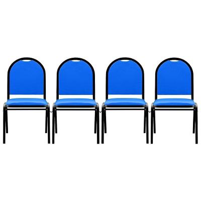 Kit 4 Cadeiras Hoteleiras Auditório Empilhável Sintético M23 Azul - Mpozenato