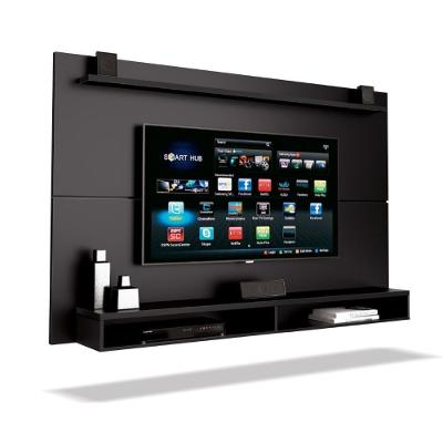 Painel Para Tv Até 65 Polegadas Com Prateleira 1,80m Max Preto Preto