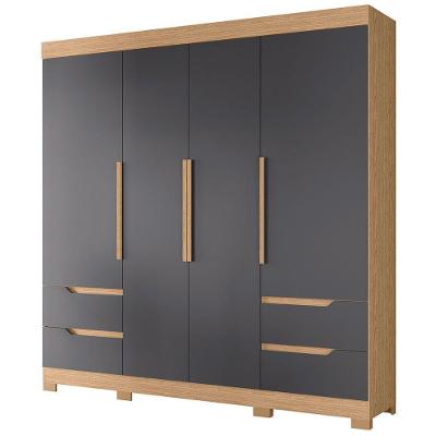 Guarda Roupa Vivacce 4 Portas E 4 Gavetas Albatroz Freijó/titanium