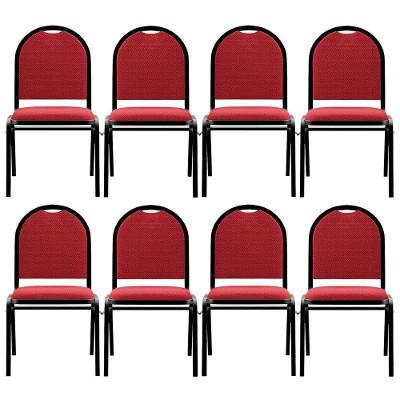 Kit 8 Cadeiras Hoteleiras Auditório Empilhável Linho M23 Vermelho - Mpozenato