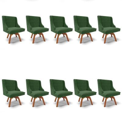 Kit 10 Cadeiras Estofadas Giratória Para Sala De Jantar Lia Suede Verde - Ibiza