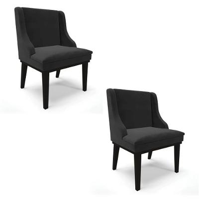 Kit 2 Cadeiras Estofadas Para Sala De Jantar Base Fixa De Madeira Preto Lia Veludo Preto - Ibiza