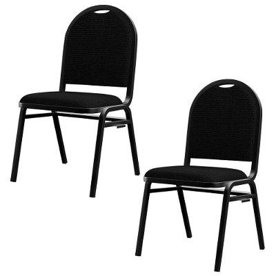 Kit 2 Cadeiras Hoteleiras Auditório Empilhável Linho M23 Preto - Mpozenato