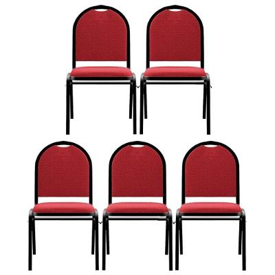 Kit 5 Cadeiras Hoteleiras Auditório Empilhável Linho M23 Vermelho - Mpozenato