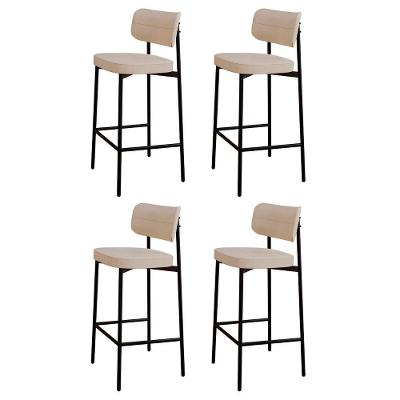 Banqueta Alta Bar Estofada Kit 4 Ella M25 Linho Areia - Mpozenato