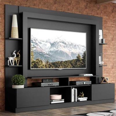 Rack Estante Com Painel E Suporte Tv 65'' E 2 Portas Oslo Multimóveis Preto