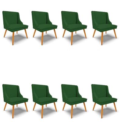 Kit 8 Cadeiras Estofadas Para Sala De Jantar Pés Palito Lia Veludo Verde Luxo - Ibiza
