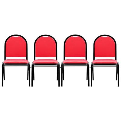 Kit 4 Cadeiras Hoteleiras Auditório Empilhável Sintético M23 Vermelho - Mpozenato