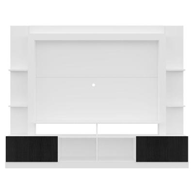Rack Estante com Painel Tv 65 e 2 Portas Oslo Branco preto