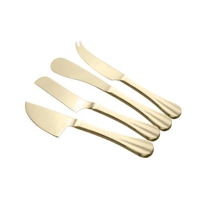 Conjunto 4 Facas Para Queijo De Aço Inox Dourada Gourmet