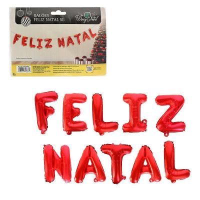 Kit De Balões Metalizados Vermelho 37cm ? Feliz Natal