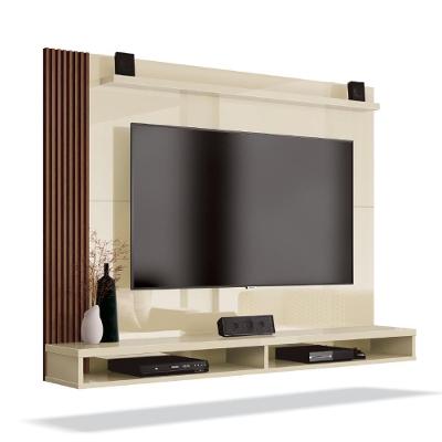 Painel Para Tv Até 50 Polegadas Dijon Ripado C/ Prateleira Off White / Nature