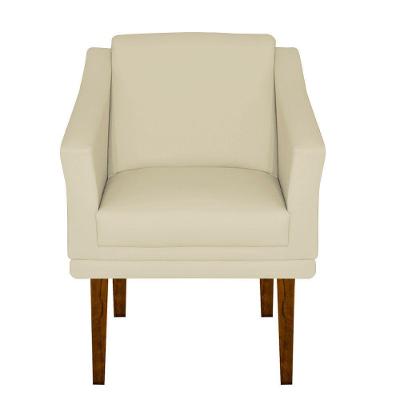 Poltrona Decorativa Gran Diego Pés Quadrados Dritex sintetico Bege