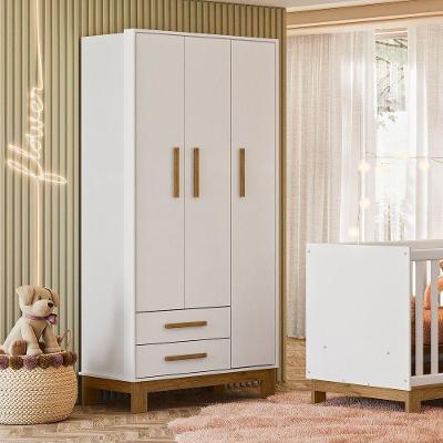 Guarda Roupa Infantil 3 Portas Q Encanto Slim branco Acetinado