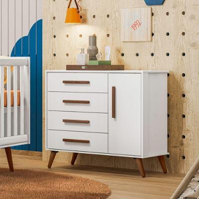 Cômoda Para Quarto Infantil Q Encanto Retro branco Acetinado