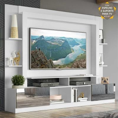 Rack com Painel Suporte Tv 65´´ Espelho Branco/Tenerife