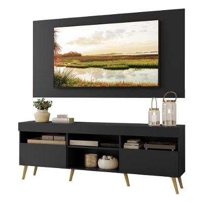 Rack com Painel e Suporte Tv 65 Londres Preto/natural