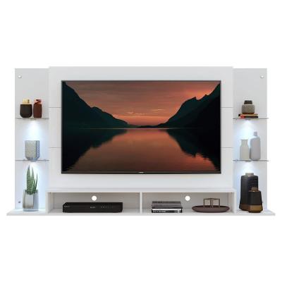 Painel Com Suporte Tv 60´´ E 4 Leds Prateleiras De Vidro