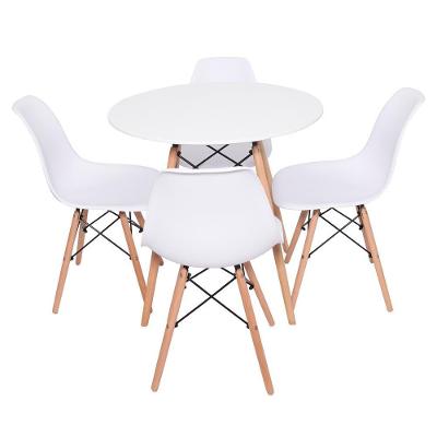 Conjunto Mesa Redonda Eiffel 70cm Com 4 Cadeiras Eiffel Branca