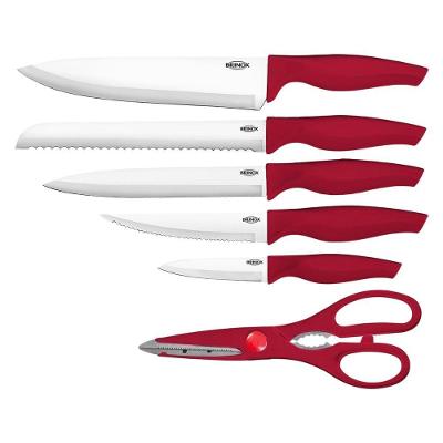 Conjunto De Facas Com Cepo Brinox Cross7 Peças Vermelho Vermelho