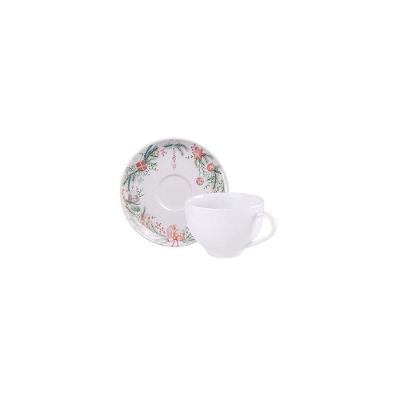 Conjunto Xícara E Pires De Chá Tramontina Casa Natal Noite Feliz Em Porcelana Decorada 250ml Tramontina