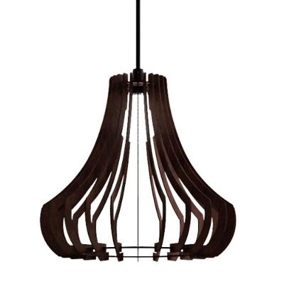 Luminária Teto Tipo Pendente Gancho Mdf Completa - Cor:marrom