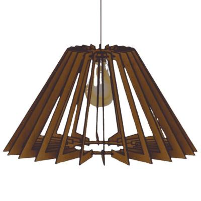 Luminária Teto Tipo Pendente Pirâmide Mdf Completa - Cor:mdf Marrom