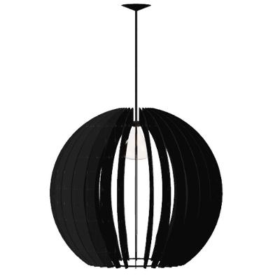 Luminária Teto Tipo Pendente Cupula Mdf Completa - Cor:preta