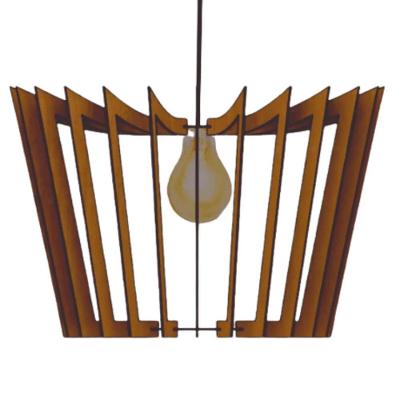 Luminária Teto Tipo Pendente Coroa Mdf Completa - Cor:mdf Marrom
