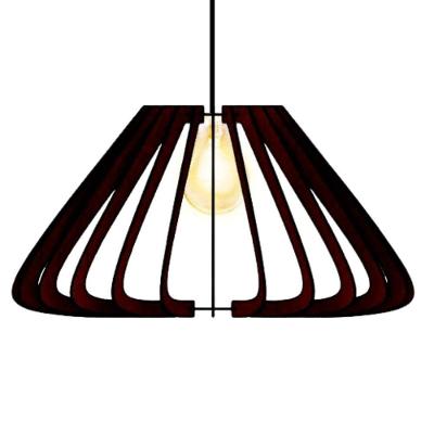 Luminária Teto Tipo Pendente Macau Mdf Completa - Cor:preta