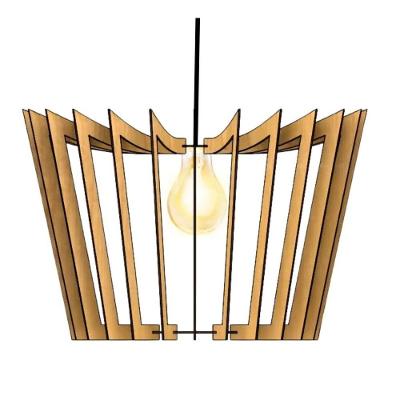 Luminária Teto Tipo Pendente Coroa Mdf Completa - Cor:mdf Cru