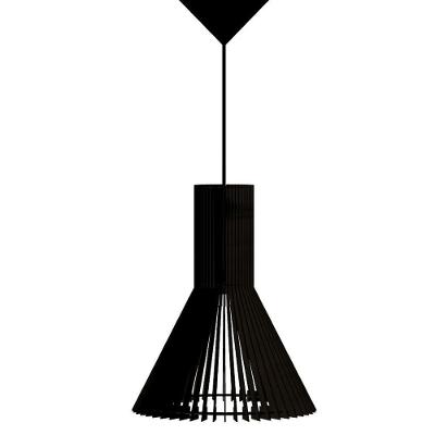 Luminária Teto Tipo Pendente Funil Mdf Completa - Cor:preta