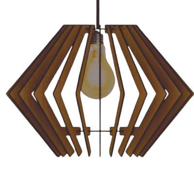 Luminária Teto Tipo Pendente Diamante Mdf Completa - Cor:mdf Marrom