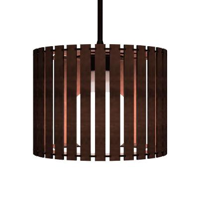 Luminária Pendente Tóquio Modelo Ripado Marrom