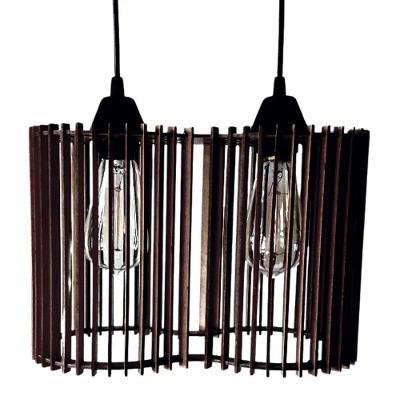 Luminária Pendente América Modelo Ripado Preta