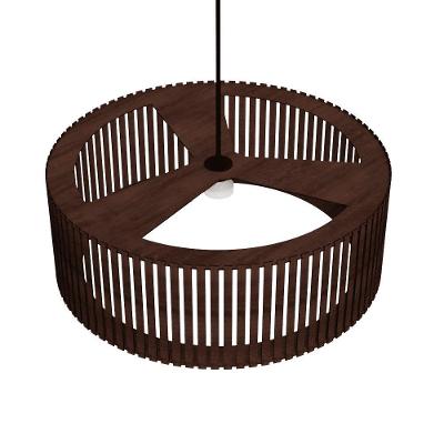 Luminária Pendente Vênus Modelo Ripado Marrom