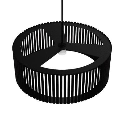Luminária Pendente Vênus Modelo Ripado Preta