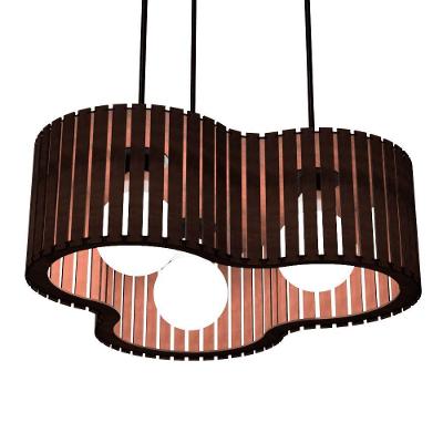 Luminária Pendente Crepusculo Modelo Ripado Marrom