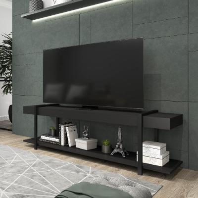 Rack Para Tv Habitat Preto E Tubos Pretos Carraro