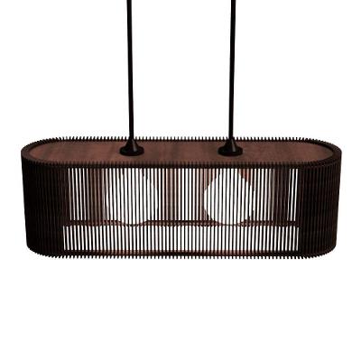 Luminária Pendente Veneza Modelo Ripado Marrom