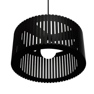 Luminária Pendente Berlim Modelo Ripado Preta
