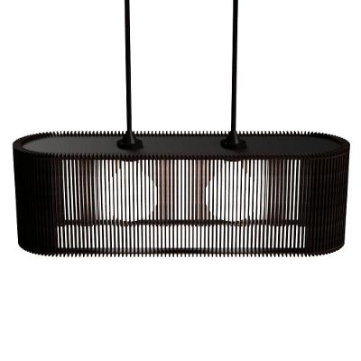 Luminária Pendente Veneza Modelo Ripado Preta