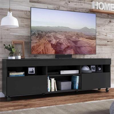 Rack Tv 65'' Com Rodízios E 2 Portas Paris Multimóveis Preto