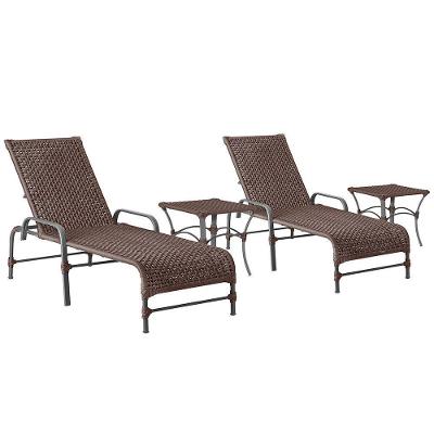2 Espreguiçadeiras Catar 2 Mesas Garden Corda Náutica Trama Marrom