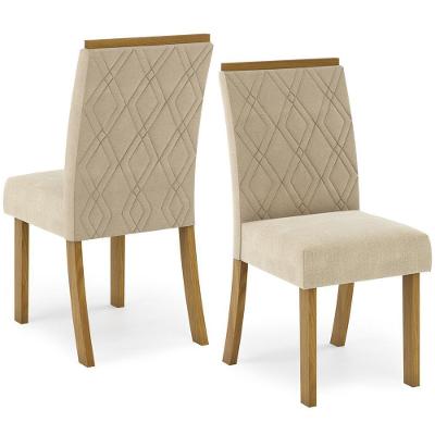 Kit 2 Cadeiras Estofadas Sala De Jantar Vita Suede Linho Henn Suede Linho